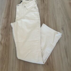 J. Crew Mid-Rise Flare Crop Jeans in Cream